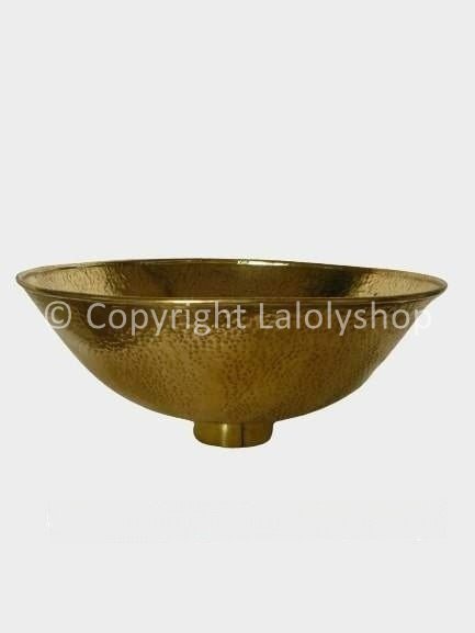 Vasque marocaine en cuivre doré ronde 35 cm, martelage double - à poser